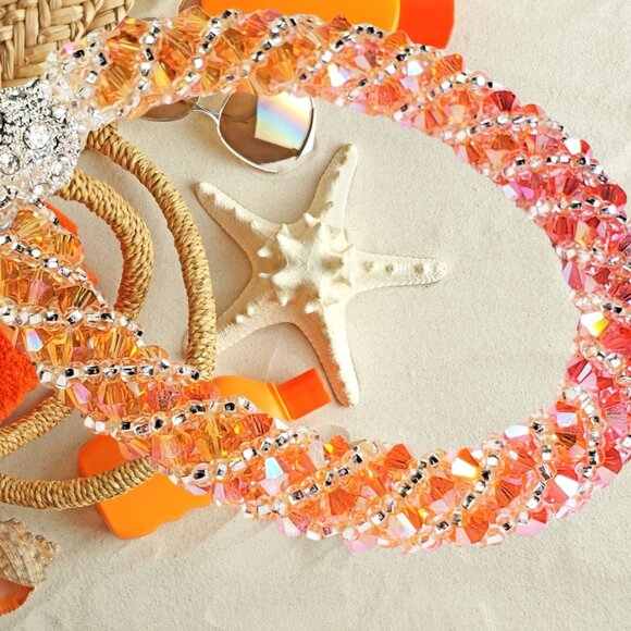 Orange Peach Bracelet Preciosa Crystal Russian Spiral Bracelet Bracelet - Picture 3 of 13